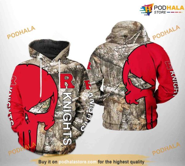 Rutgers Scarlet Knights Camo Veteran Hunting NCAA 3D Hoodie