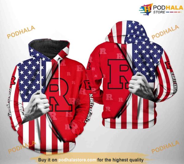 Rutgers Scarlet Knights US Flag NCAA 3D Hoodie