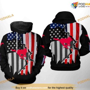 SMU Mustangs US Flag NCAA 3D Hoodie