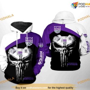 Sacramento Kings NBA Skull Punisher Team NBA Hoodie 3D