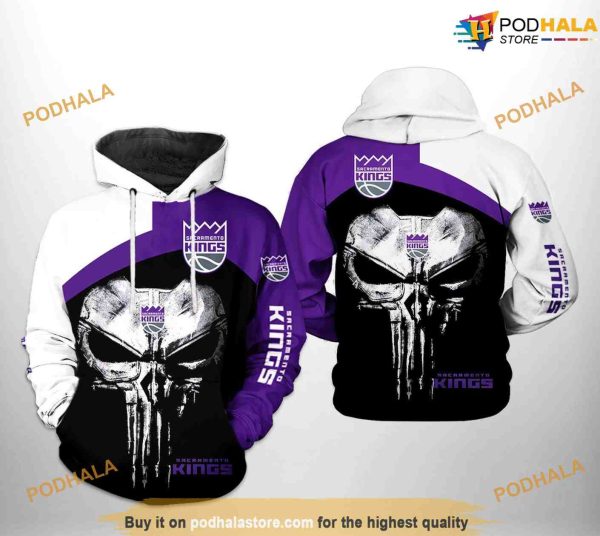 Sacramento Kings NBA Skull Punisher Team NBA Hoodie 3D