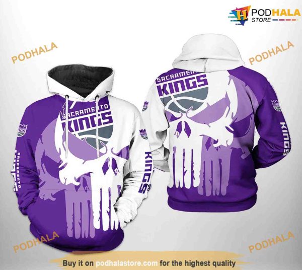 Sacramento Kings NBA Team Skull NBA Hoodie 3D