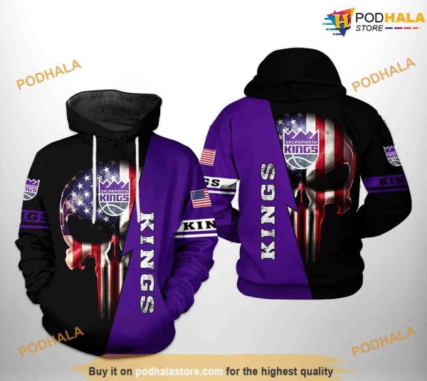 Sacramento Kings NBA US Flag Skull Team NBA Hoodie 3D