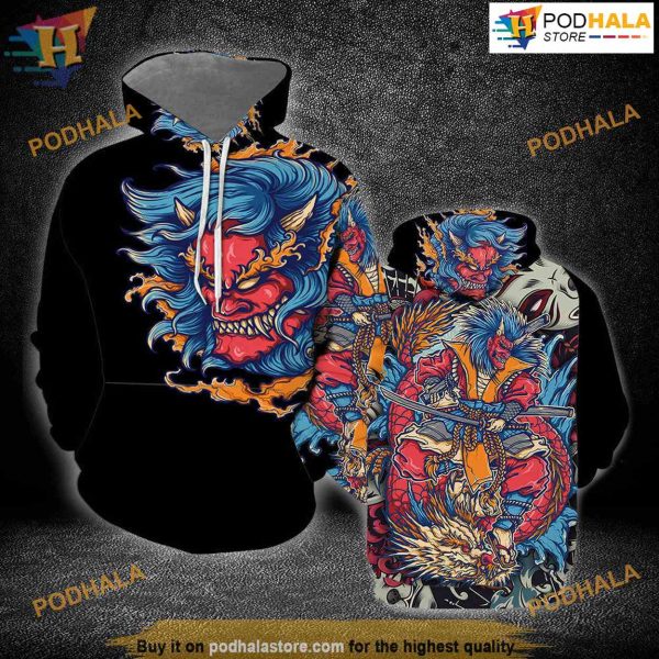 Samurai Japanese Tattoo All Over Printed 3D Hoodie Sweatshirt