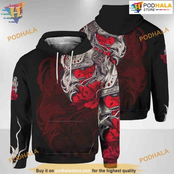 Samurai Tattoo Japan All Over Printed 3D Hoodie Sweatshirt