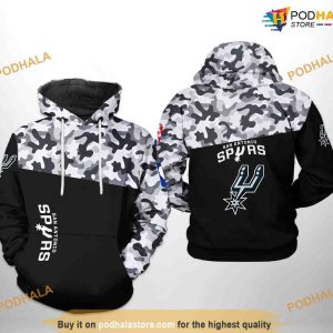 San Antonio Spurs NBA Camo Veteran Team NBA Hoodie 3D