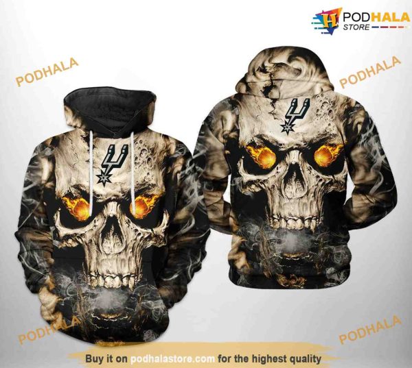 San Antonio Spurs NBA Skull NBA Hoodie 3D