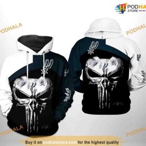 San Antonio Spurs NBA Skull Punisher Team NBA Hoodie 3D