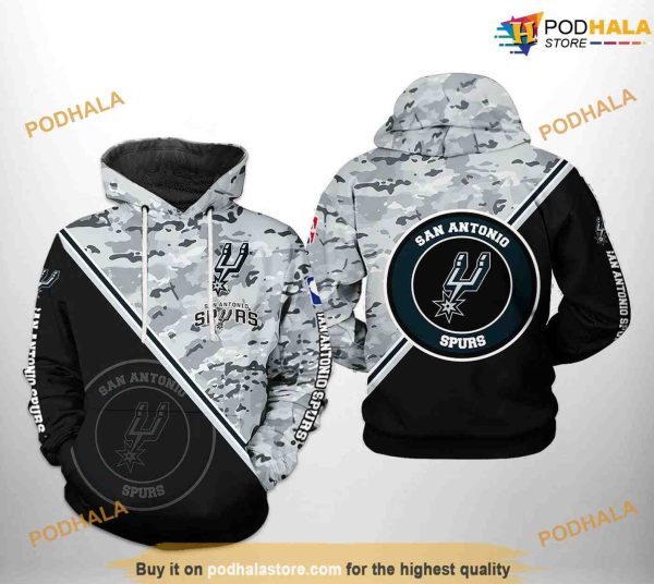 San Antonio Spurs NBA US Camo Team NBA Hoodie 3D