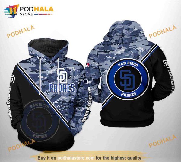 San Diego Padres MLB Camo Team 3D Hoodie