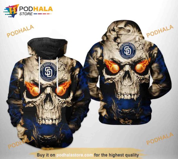 San Diego Padres MLB Skull 3D Hoodie