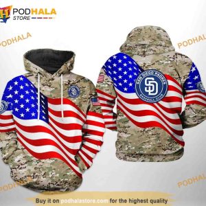 San Diego Padres MLB US Flag Camo Veteran 3D Hoodie