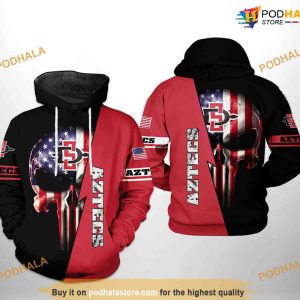 San Diego State Aztecs US Flag Skull NCAA 3D Hoodie