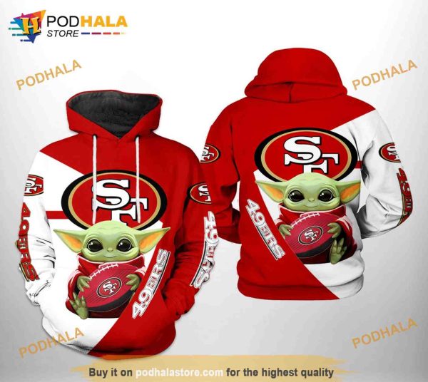 San Francisco 49ers NFL Baby Yoda Team 3D Hoodie For Football Lovers