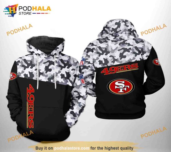 San Francisco 49ers NFL Camo Veteran Team 3D Hoodie For Football Lovers