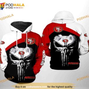 San Francisco 49ers NFL Skull Punisher Team 3D Hoodie For Football Lovers