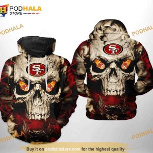 San Francisco 49ers NFL Skull Team 3D Hoodie For Football Lovers