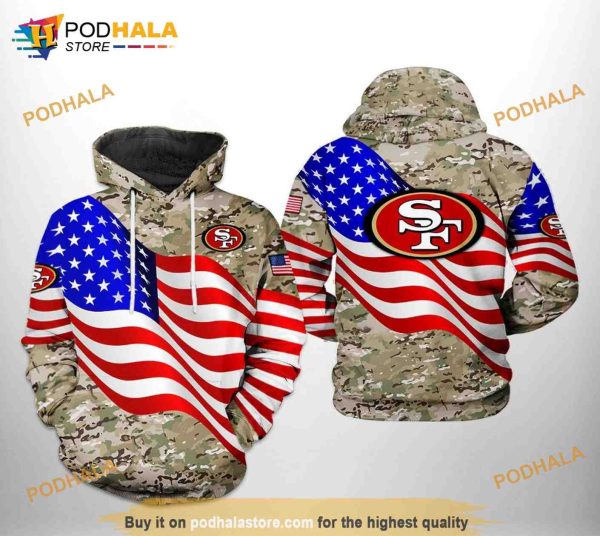 San Francisco 49ers NFL US Flag Camo Veteran Team 3D Hoodie For Football Lovers