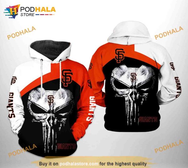 San Francisco Giants MLB Skull Punisher 3D Hoodie