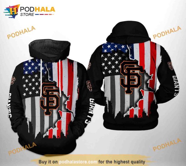 San Francisco Giants MLB US Flag 3D Hoodie