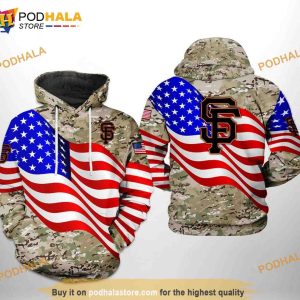 San Francisco Giants MLB US Flag Camo Veteran 3D Hoodie