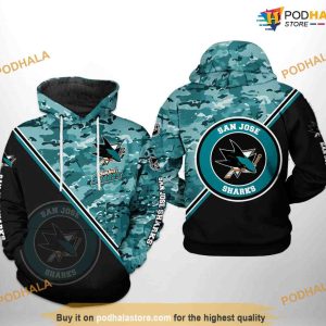 San Jose Sharks NHL Camo Team NHL Hoodie 3D