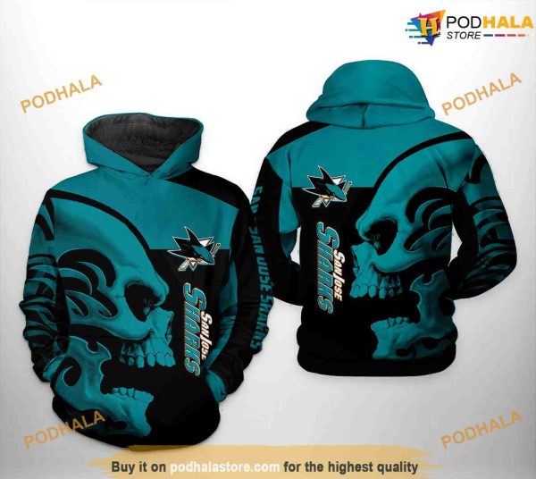 San Jose Sharks NHL Skull NHL Hoodie 3D