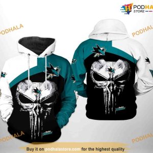 San Jose Sharks NHL Skull Punisher NHL Hoodie 3D