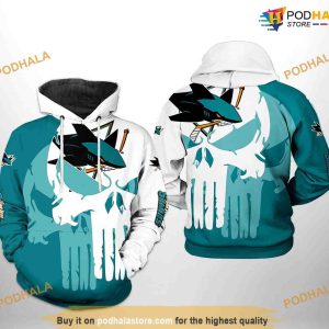 San Jose Sharks NHL Team Skull NHL Hoodie 3D