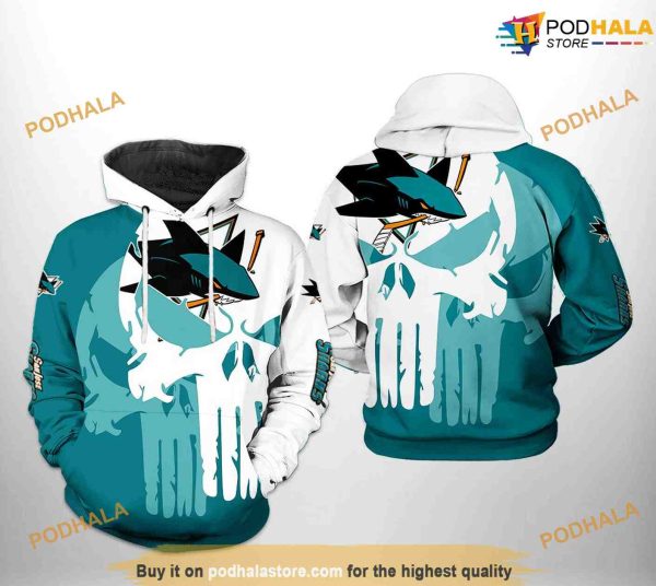 San Jose Sharks NHL Team Skull NHL Hoodie 3D