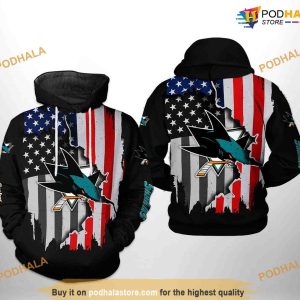 San Jose Sharks NHL US FLag Team NHL Hoodie 3D