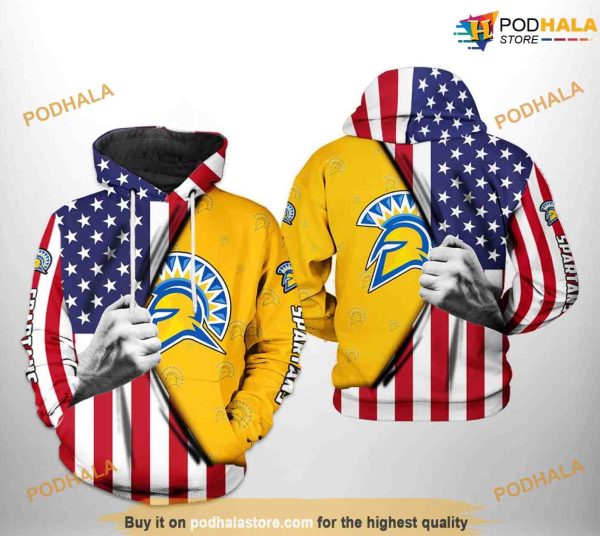 San Jose State Spartans US Flag NCAA 3D Hoodie