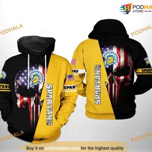 San Jose State Spartans US Flag Skull NCAA 3D Hoodie