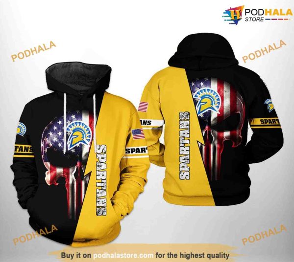 San Jose State Spartans US Flag Skull NCAA 3D Hoodie