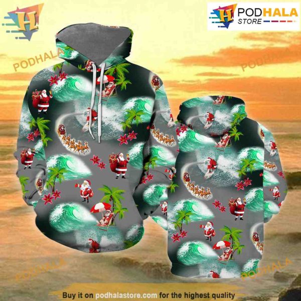 Santa Beach Xmas 3D Funny Hoodie Christmas