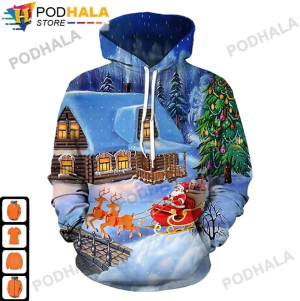 Santa Claus Costume Reindeer Christmas AOP 3D Hoodie