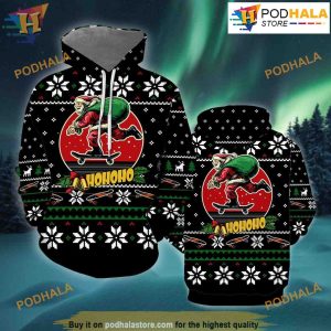 Santa Claus Skateboard 3D Funny Hoodie Christmas