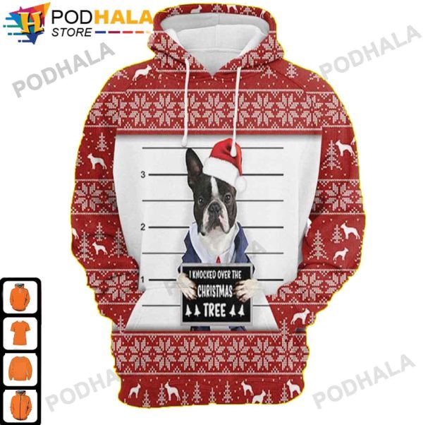 Santa French Dog I Knocked Over The Christmas Tree 3D Hoodie