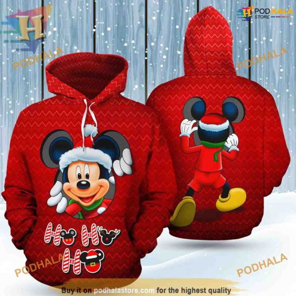 Santa Mickey Peeking 3D Hoodie