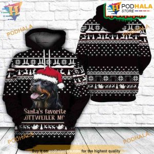 Santa’s Favorite Rottweiler Dog Mom Ugly Xmas 3D Funny Hoodie Christmas