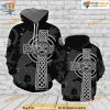 Scottish Lion Celtic Cross Gray All Over Printed 3D Hoodie Sweatshirt