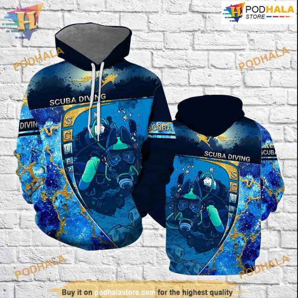 Scuba Diving All Over Printed 3D Hoodie Sweatshirt