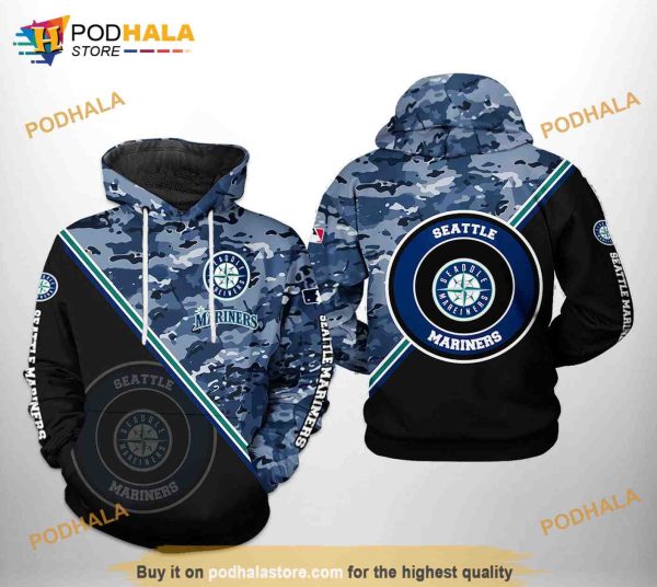 Seattle Mariners MLB Camo Team 3D Hoodie