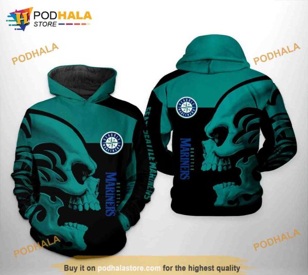 Seattle Mariners MLB Skull 3D Hoodie