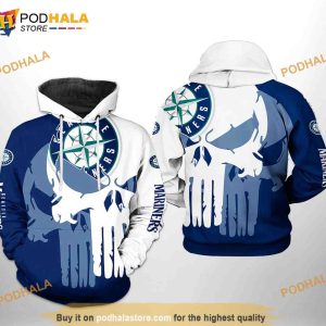 Seattle Mariners MLB Team Skull 3D Hoodie