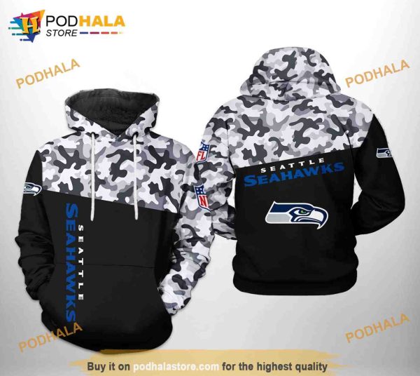 Seattle Seahawks NFL Camo Veteran Team 3D Hoodie