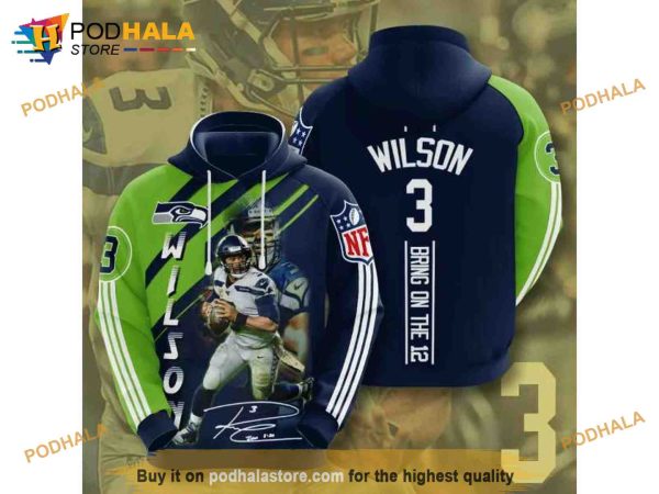 Seattle Seahawks NFL Russell Wilson Hoodie 3D