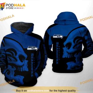 Seattle Seahawks NFL Skull 3D Hoodie