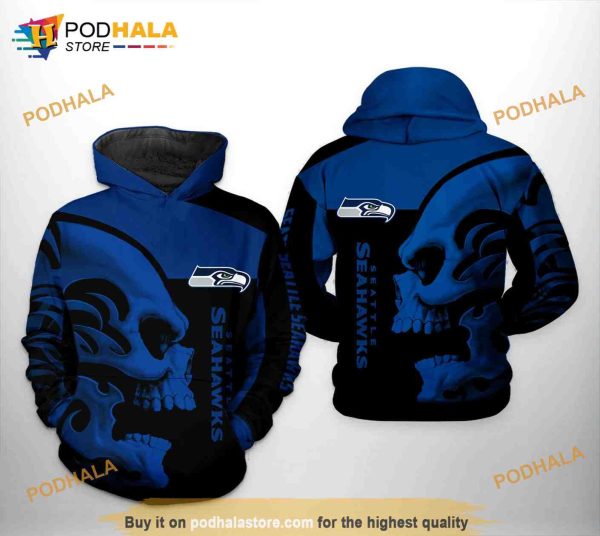 Seattle Seahawks NFL Skull 3D Hoodie