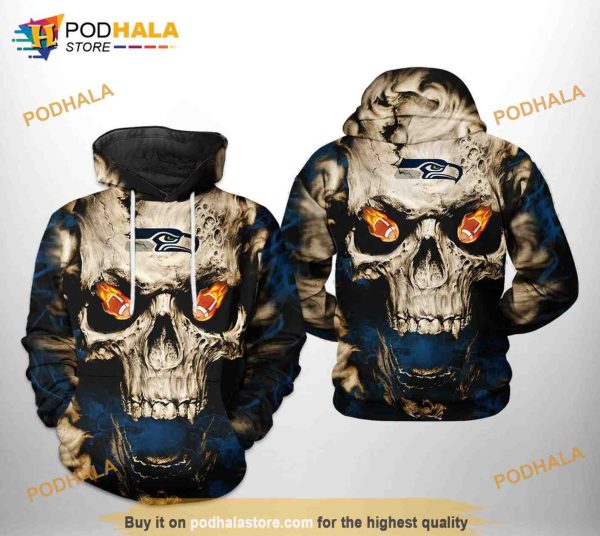 Seattle Seahawks NFL Skull Team 3D Hoodie